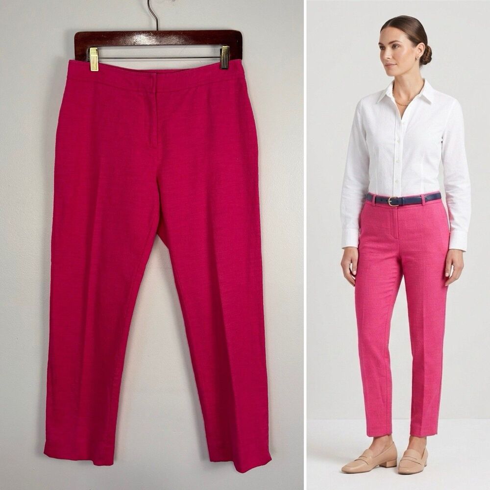 Doncaster Collection Pink Textured Trousers Pants Size 4 Cotton Blend Stretch